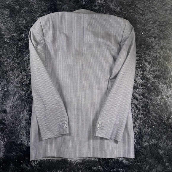 Ungaro Uomo Blazer Mens 44L Gray Pinstripe Wool Double Breasted Made Italy - Picture 11 of 13
